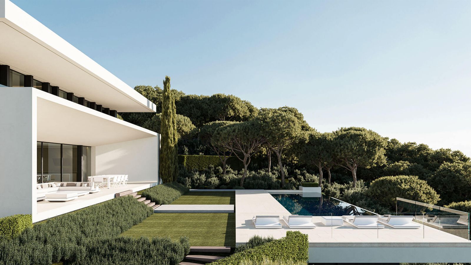 Moderne Villa mit Pool und angelegtem Garten